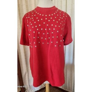 SL Brunswick Square silver starry vibrant red t-shirt